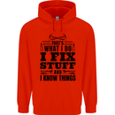 I Fix Stuff Funny Electrician Sparky DIY Childrens Kids Hoodie Bright Red