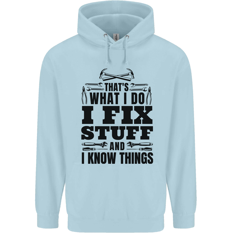 I Fix Stuff Funny Electrician Sparky DIY Childrens Kids Hoodie Light Blue