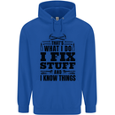 I Fix Stuff Funny Electrician Sparky DIY Childrens Kids Hoodie Royal Blue