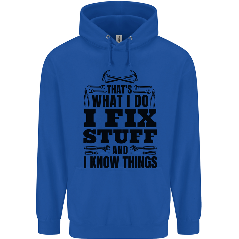 I Fix Stuff Funny Electrician Sparky DIY Childrens Kids Hoodie Royal Blue