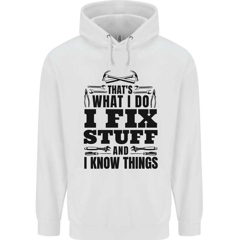 I Fix Stuff Funny Electrician Sparky DIY Childrens Kids Hoodie White
