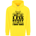 I Fix Stuff Funny Electrician Sparky DIY Childrens Kids Hoodie Yellow