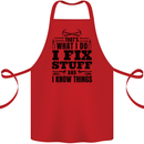 I Fix Stuff Funny Electrician Sparky DIY Cotton Apron 100% Organic Red