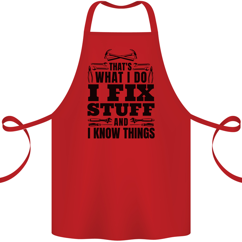 I Fix Stuff Funny Electrician Sparky DIY Cotton Apron 100% Organic Red