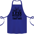I Fix Stuff Funny Electrician Sparky DIY Cotton Apron 100% Organic Royal Blue