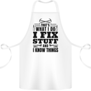 I Fix Stuff Funny Electrician Sparky DIY Cotton Apron 100% Organic White