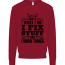 I Fix Stuff Funny Electrician Sparky DIY Kids Sweatshirt Jumper Red