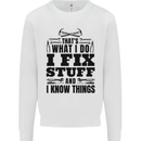 I Fix Stuff Funny Electrician Sparky DIY Kids Sweatshirt Jumper White