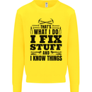 I Fix Stuff Funny Electrician Sparky DIY Kids Sweatshirt Jumper Yellow