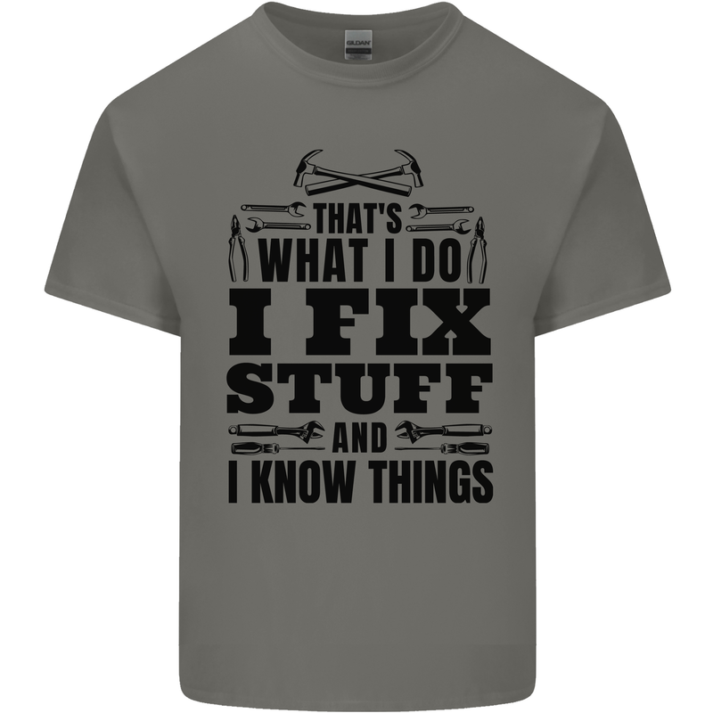 I Fix Stuff Funny Electrician Sparky DIY Kids T-Shirt Childrens Charcoal