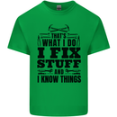 I Fix Stuff Funny Electrician Sparky DIY Kids T-Shirt Childrens Irish Green