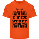 I Fix Stuff Funny Electrician Sparky DIY Kids T-Shirt Childrens Orange