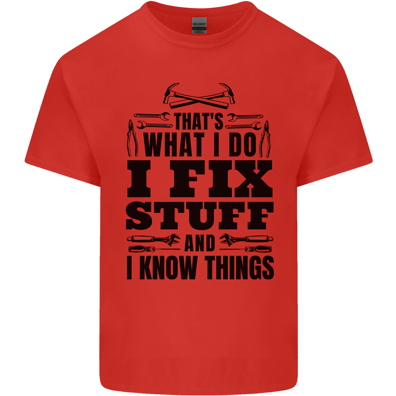 I Fix Stuff Funny Electrician Sparky DIY Kids T-Shirt Childrens Red