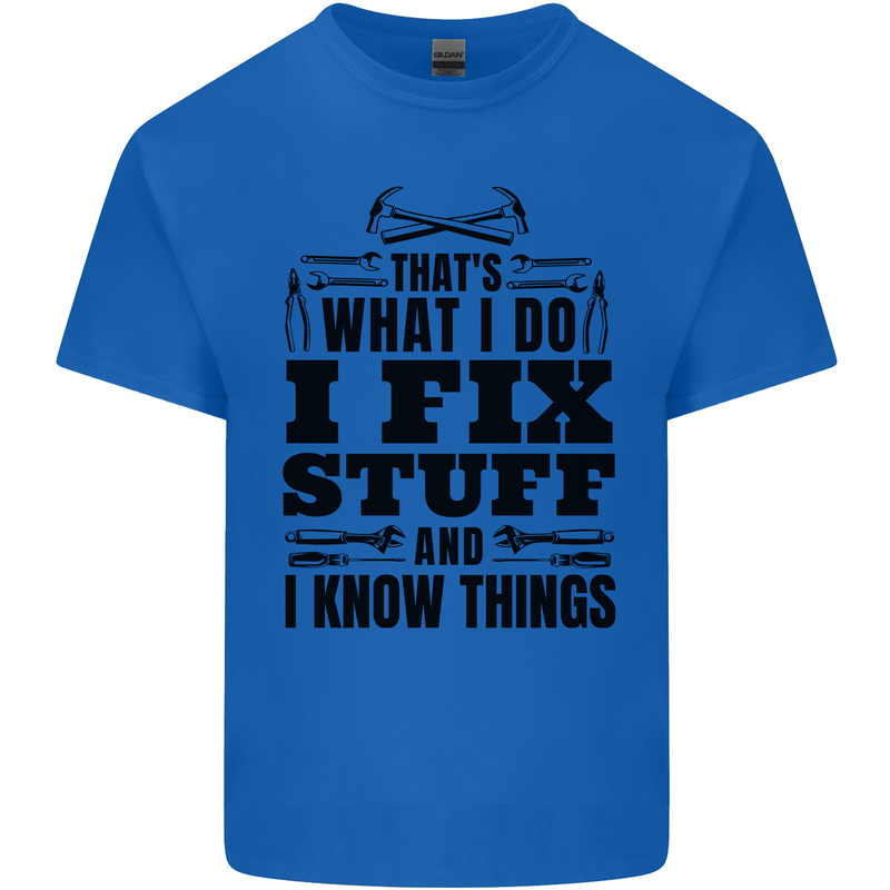 I Fix Stuff Funny Electrician Sparky DIY Kids T-Shirt Childrens Royal Blue