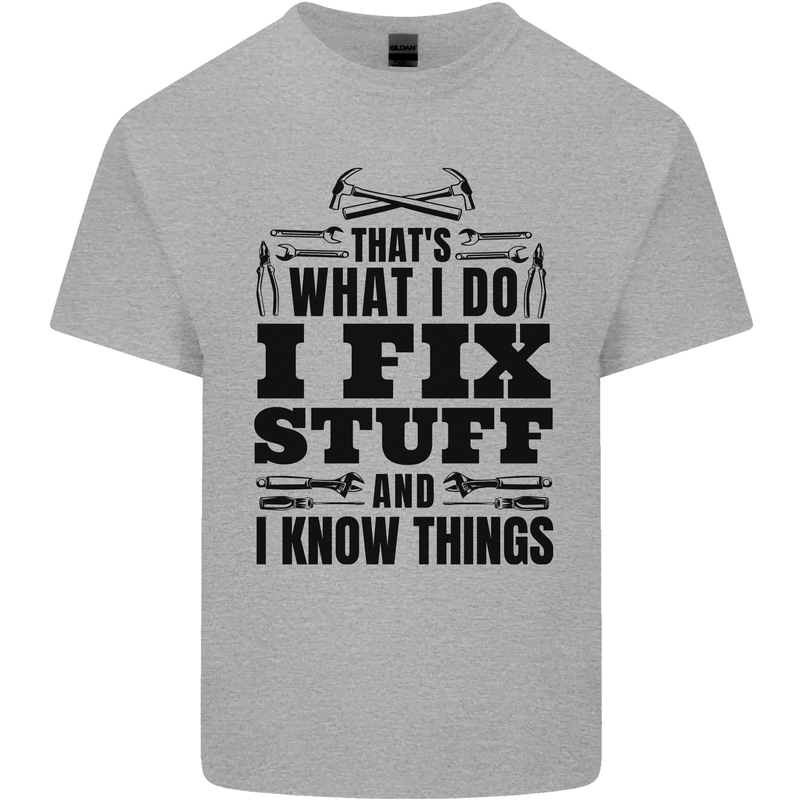 I Fix Stuff Funny Electrician Sparky DIY Kids T-Shirt Childrens Sports Grey