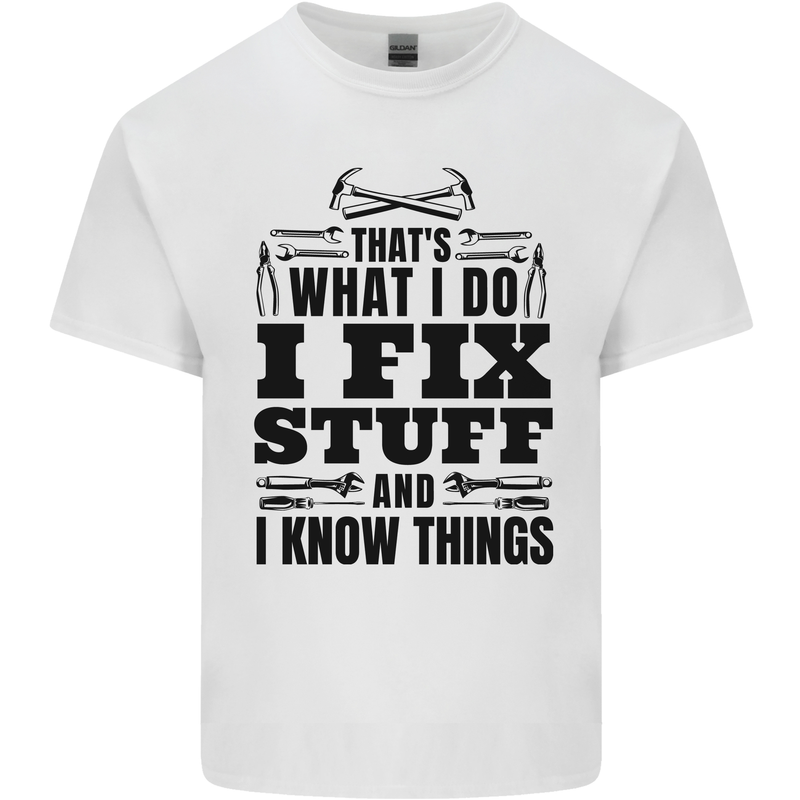 I Fix Stuff Funny Electrician Sparky DIY Kids T-Shirt Childrens White