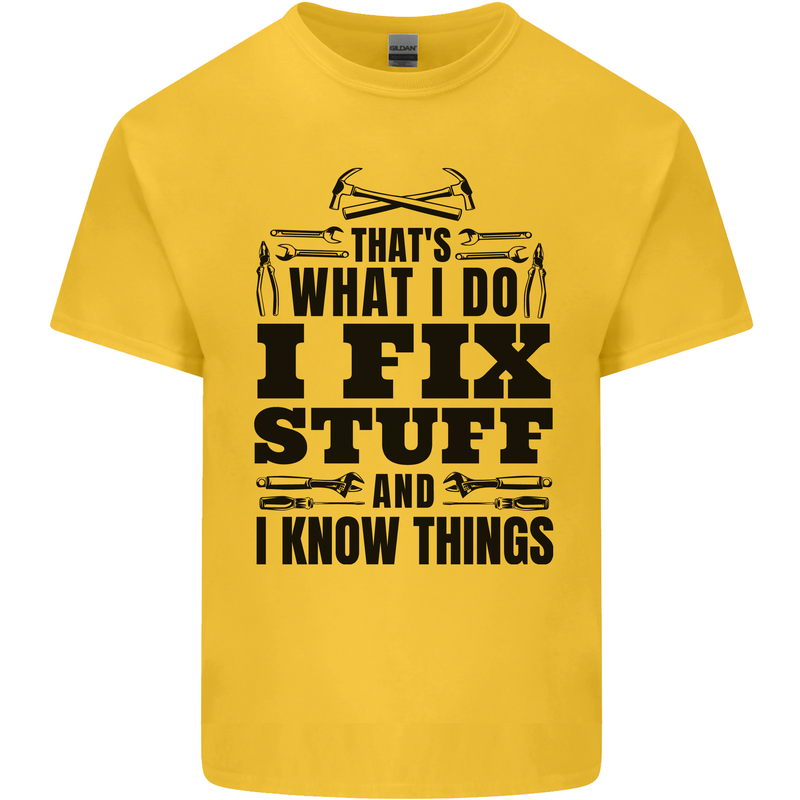 I Fix Stuff Funny Electrician Sparky DIY Kids T-Shirt Childrens Yellow