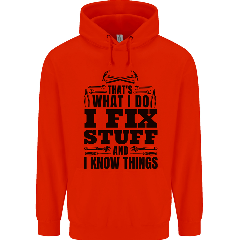 I Fix Stuff Funny Electrician Sparky DIY Mens 80% Cotton Hoodie Bright Red