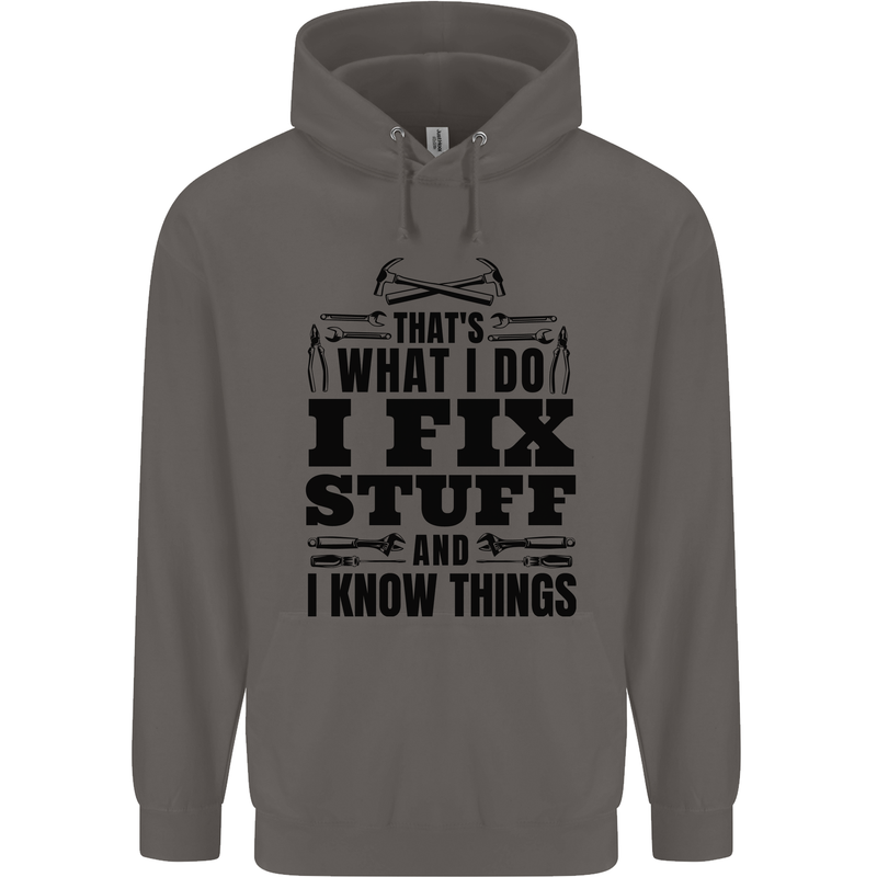 I Fix Stuff Funny Electrician Sparky DIY Mens 80% Cotton Hoodie Charcoal