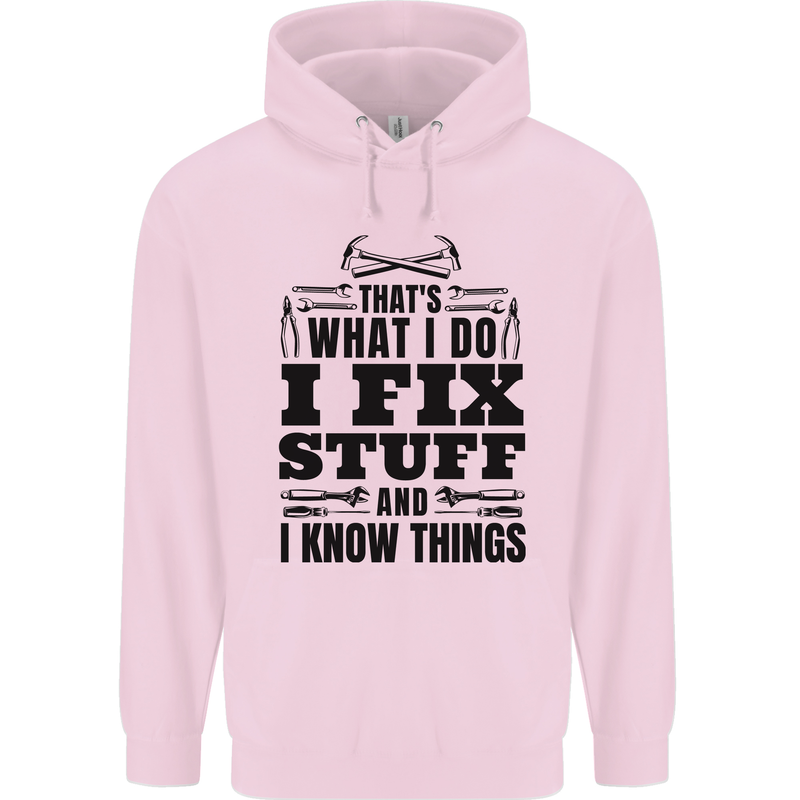 I Fix Stuff Funny Electrician Sparky DIY Mens 80% Cotton Hoodie Light Pink