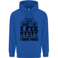 I Fix Stuff Funny Electrician Sparky DIY Mens 80% Cotton Hoodie Royal Blue