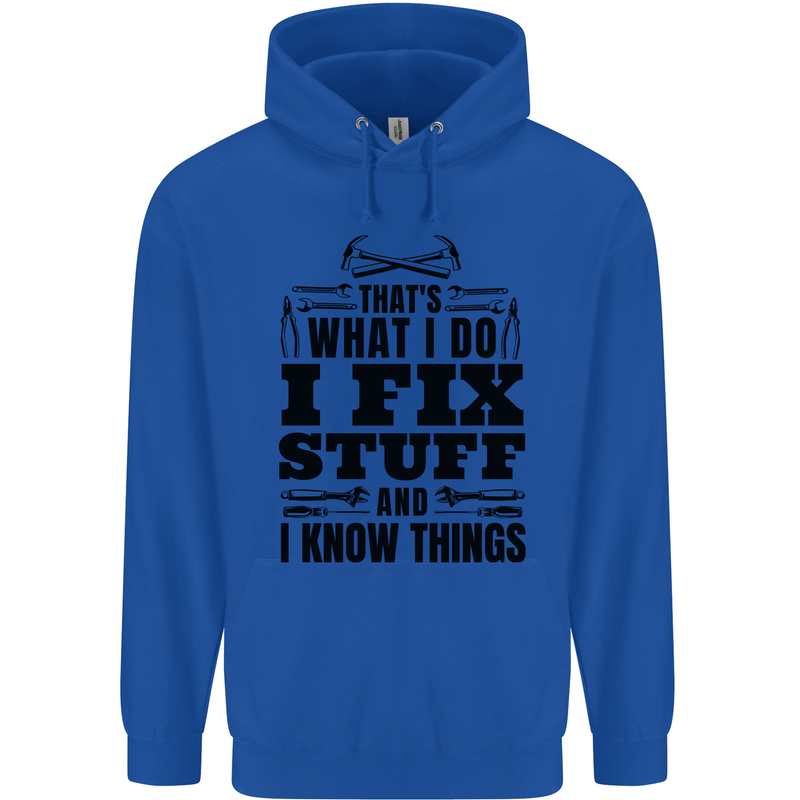 I Fix Stuff Funny Electrician Sparky DIY Mens 80% Cotton Hoodie Royal Blue