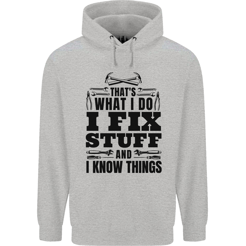 I Fix Stuff Funny Electrician Sparky DIY Mens 80% Cotton Hoodie Sports Grey