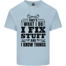 I Fix Stuff Funny Electrician Sparky DIY Mens Cotton T-Shirt Tee Top Light Blue