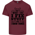 I Fix Stuff Funny Electrician Sparky DIY Mens Cotton T-Shirt Tee Top Maroon