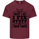 I Fix Stuff Funny Electrician Sparky DIY Mens Cotton T-Shirt Tee Top Maroon