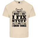 I Fix Stuff Funny Electrician Sparky DIY Mens Cotton T-Shirt Tee Top Natural