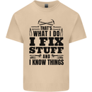 I Fix Stuff Funny Electrician Sparky DIY Mens Cotton T-Shirt Tee Top Sand