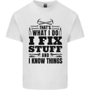 I Fix Stuff Funny Electrician Sparky DIY Mens Cotton T-Shirt Tee Top White