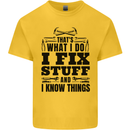 I Fix Stuff Funny Electrician Sparky DIY Mens Cotton T-Shirt Tee Top Yellow