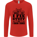I Fix Stuff Funny Electrician Sparky DIY Mens Long Sleeve T-Shirt Red