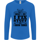 I Fix Stuff Funny Electrician Sparky DIY Mens Long Sleeve T-Shirt Royal Blue