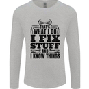 I Fix Stuff Funny Electrician Sparky DIY Mens Long Sleeve T-Shirt Sports Grey