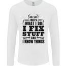 I Fix Stuff Funny Electrician Sparky DIY Mens Long Sleeve T-Shirt White