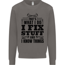 I Fix Stuff Funny Electrician Sparky DIY Mens Sweatshirt Jumper Charcoal