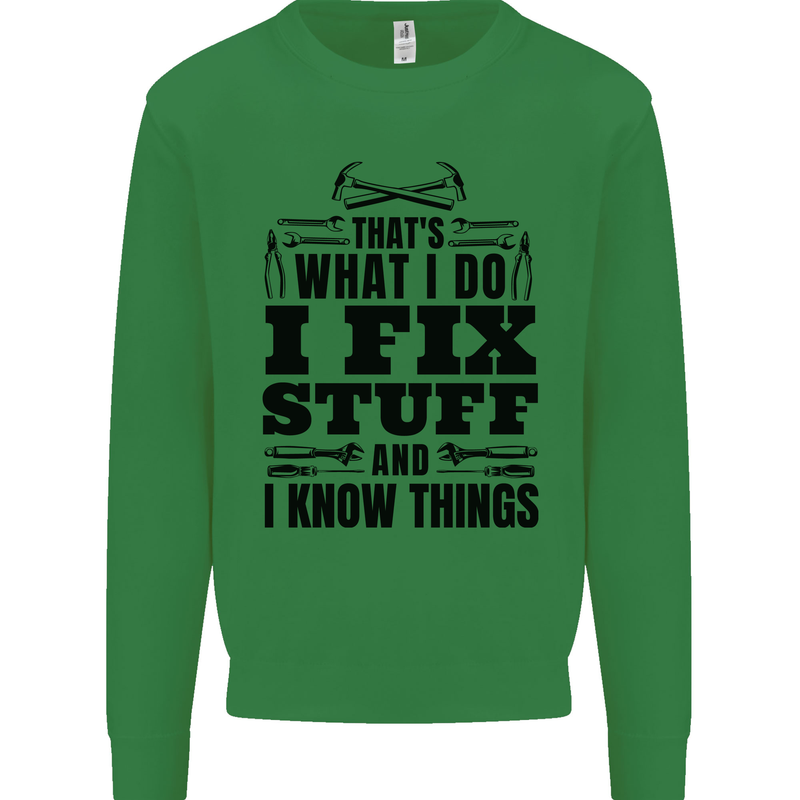 I Fix Stuff Funny Electrician Sparky DIY Mens Sweatshirt Jumper Irish Green