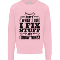 I Fix Stuff Funny Electrician Sparky DIY Mens Sweatshirt Jumper Light Pink