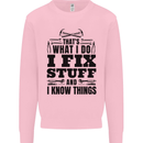 I Fix Stuff Funny Electrician Sparky DIY Mens Sweatshirt Jumper Light Pink