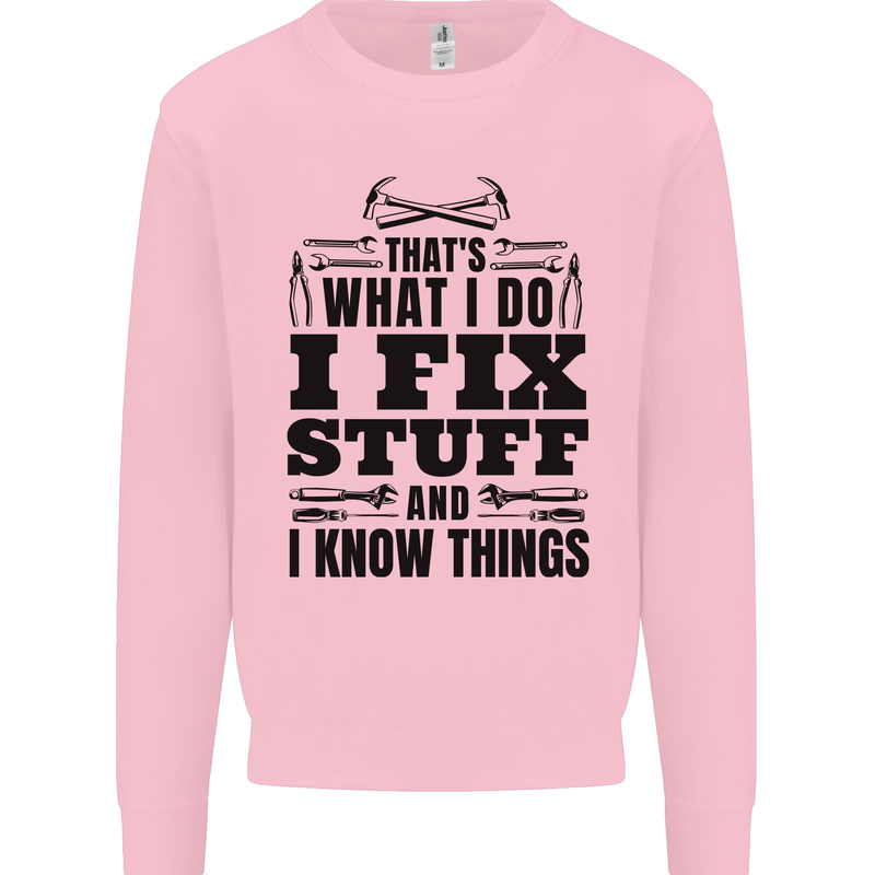 I Fix Stuff Funny Electrician Sparky DIY Mens Sweatshirt Jumper Light Pink
