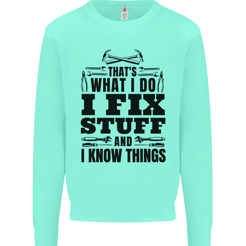 I Fix Stuff Funny Electrician Sparky DIY Mens Sweatshirt Jumper Peppermint