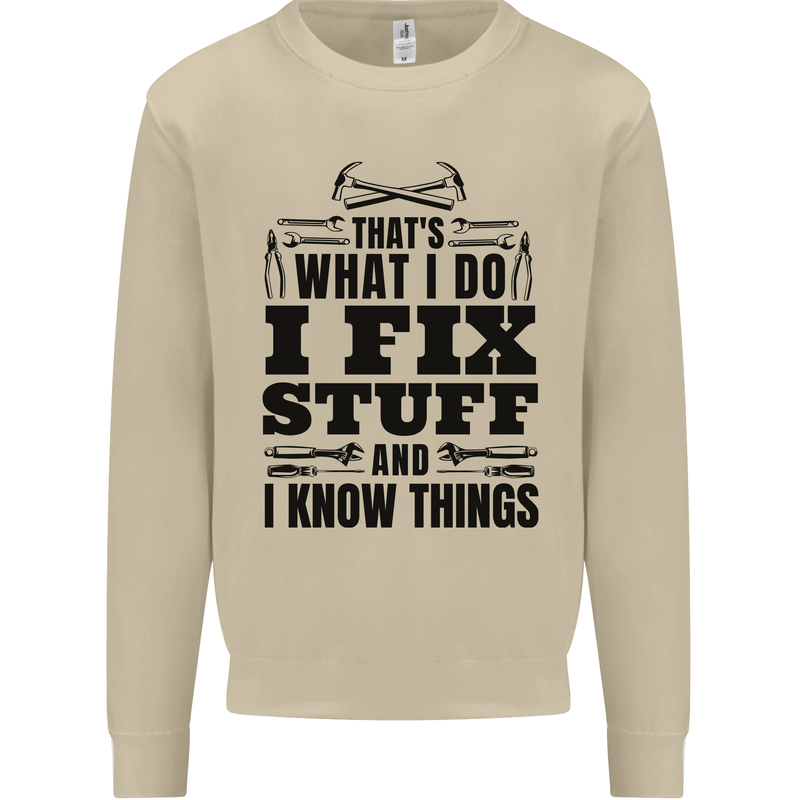 I Fix Stuff Funny Electrician Sparky DIY Mens Sweatshirt Jumper Sand