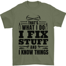 I Fix Stuff Funny Electrician Sparky DIY Mens T-Shirt 100% Cotton Military Green