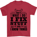I Fix Stuff Funny Electrician Sparky DIY Mens T-Shirt 100% Cotton Red