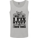 I Fix Stuff Funny Electrician Sparky DIY Mens Vest Tank Top Sports Grey