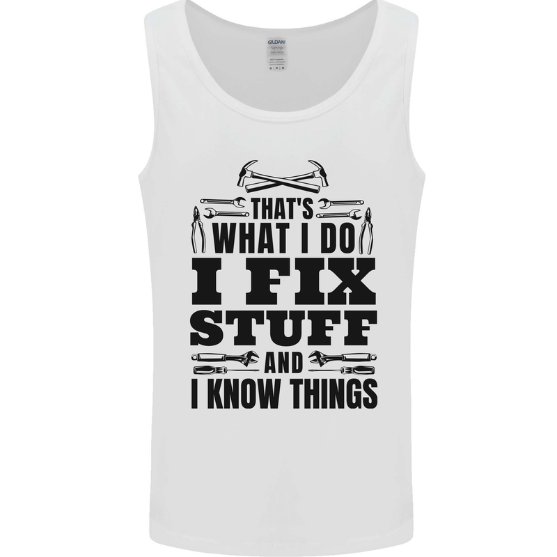 I Fix Stuff Funny Electrician Sparky DIY Mens Vest Tank Top White