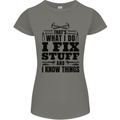 I Fix Stuff Funny Electrician Sparky DIY Womens Petite Cut T-Shirt Charcoal
